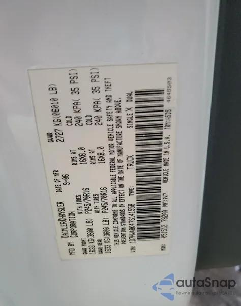 2007 Dodge Dakota Quad Slt z USA, uszkodzony, nr VIN 1D7HW48K47S141558